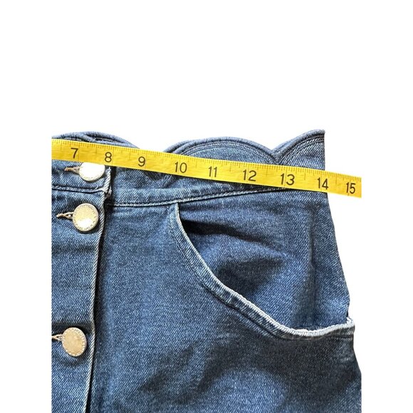 Maje Jaron Denim Button-Front Mini Skirt With Scalloped Waistband Front Pockets - Picture 7 of 11
